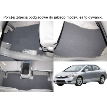 Honda Civic VIII 4d. 2006-2011r. Dywaniki welurowe - GOLD - kolory do wyboru.